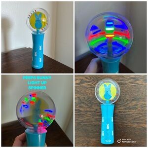 NWT- Peeps Blue Bunny Light-Up Globe Handheld Spinner Toy